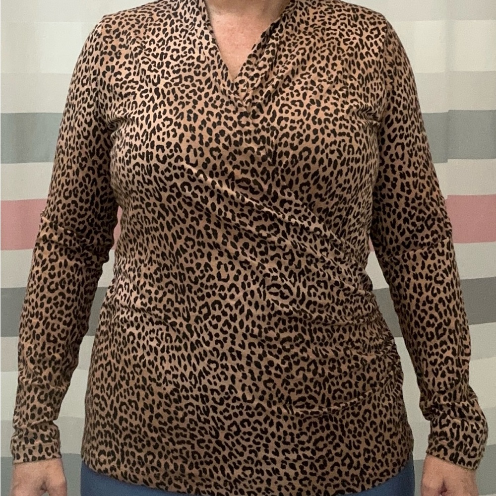Lands' End Animal Print Long Sleeve Top